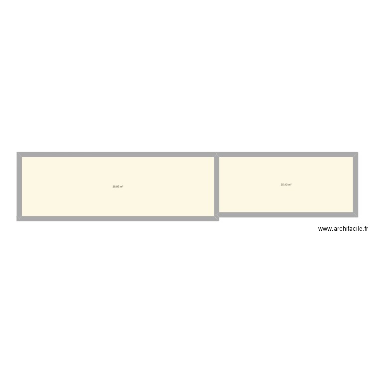 Annexe vierge. Plan de 2 pièces et 64 m2