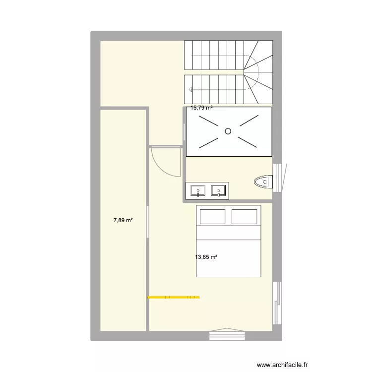 etage maison. Plan de 3  et 37 m²