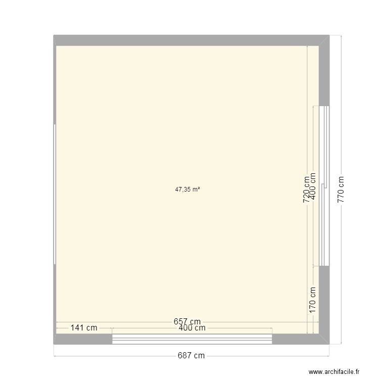 projet Renguet. Plan de 1 pièce et 47 m2