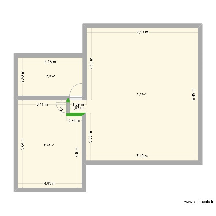 plan extension. Plan de 3 pièces et 94 m2