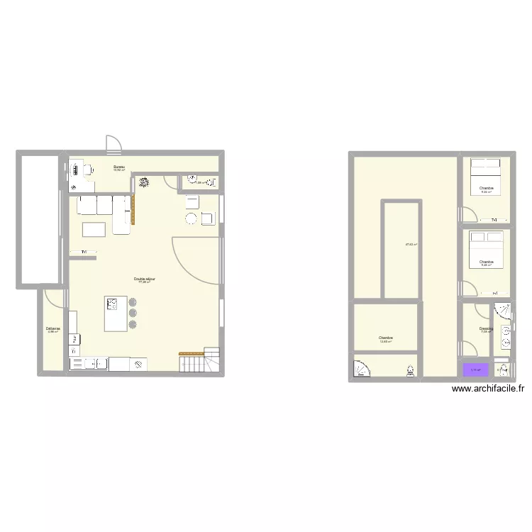 MAISON PERSONNNELLE REELLE. Plan de 11  et 183 m²