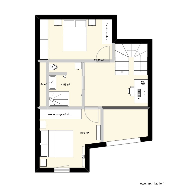 HALO R+3 haut. Plan de 4 pièces et 44 m2