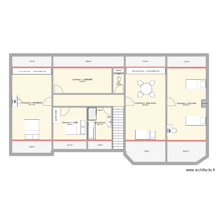 BOVES ET1. Plan de 19 pièces et 159 m2