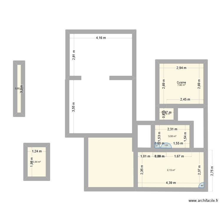 Appartement Villefranche. Plan de 6 pièces et 26 m2