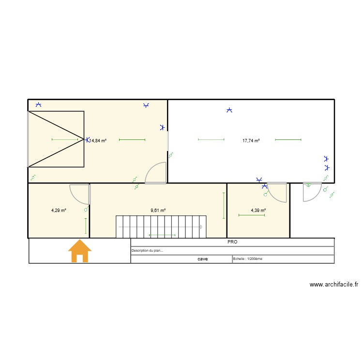 niyara cave. Plan de 5 pièces et 51 m2