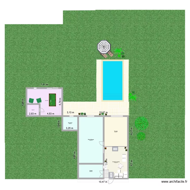 Am&eacute;nagement terrasse couverte. Plan de 