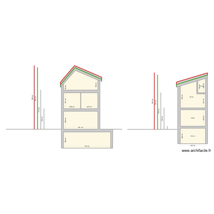 Coupe. Plan de 0 pièce et 0 m2 Coupe. Plan de 0 pièce et 0 m2