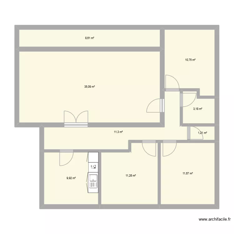 Appartement r&eacute;&eacute;l. Plan de 9  et 103 m²