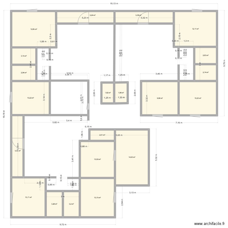 treichville daloule. Plan de 21 pièces et 142 m2