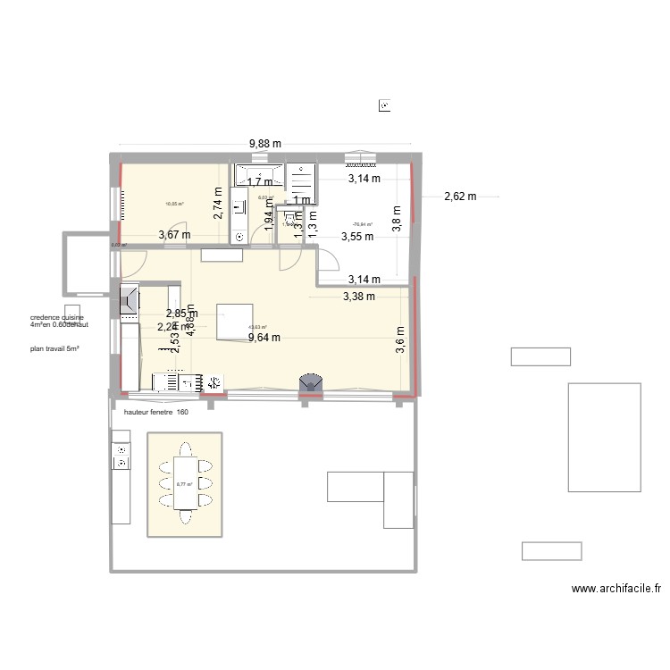 246. Plan de 7 pièces et 83 m2