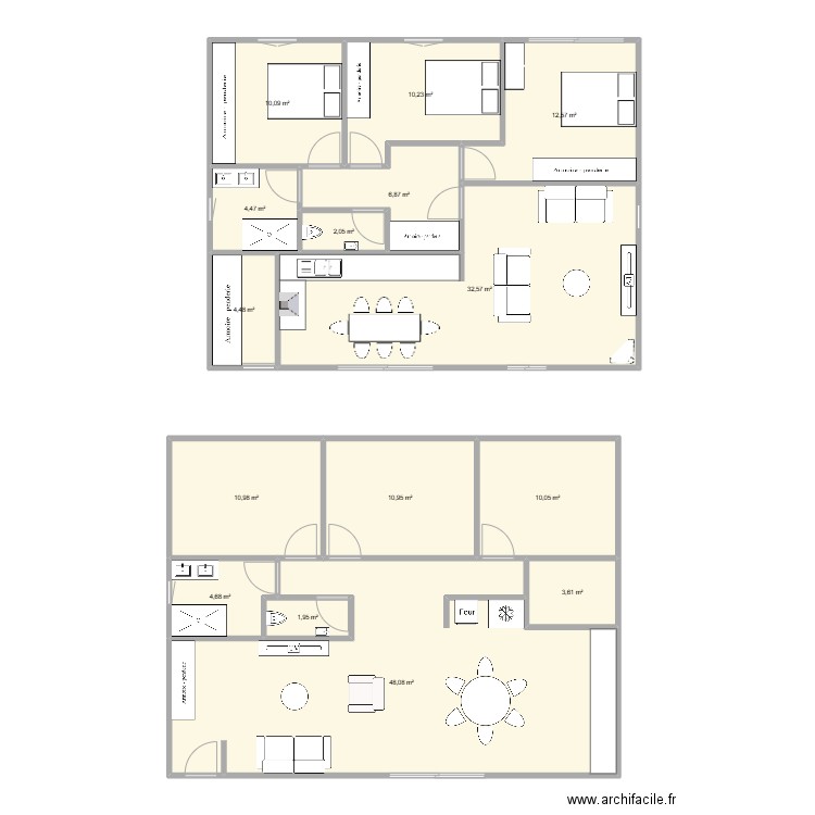 seul. Plan de 15 pièces et 174 m2