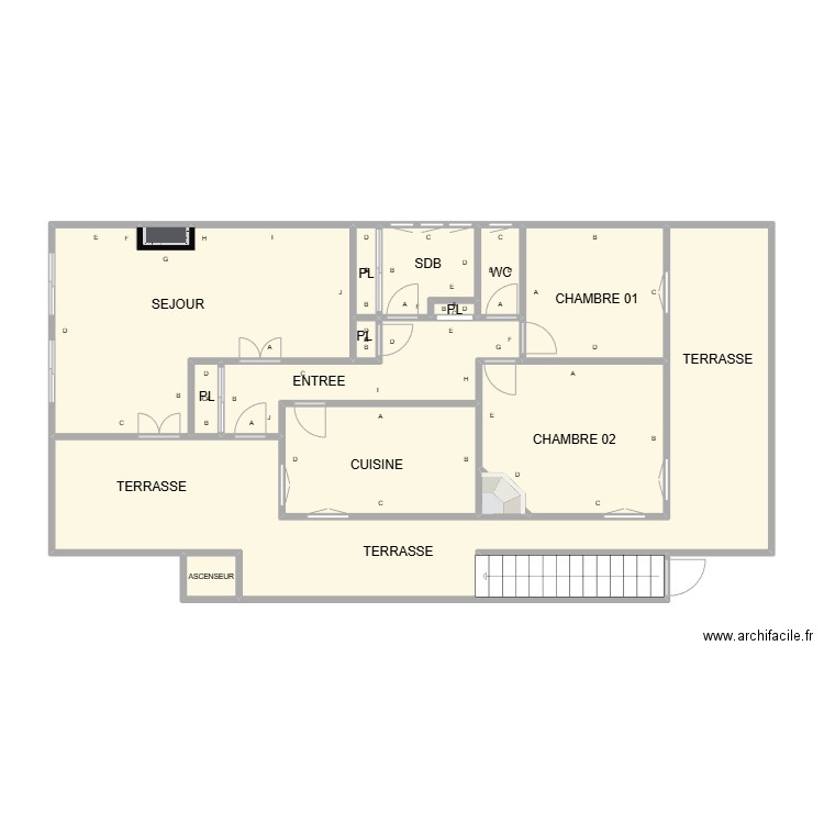 PLAN MAISON 1 ER PLB. Plan de 16 pièces et 87 m2