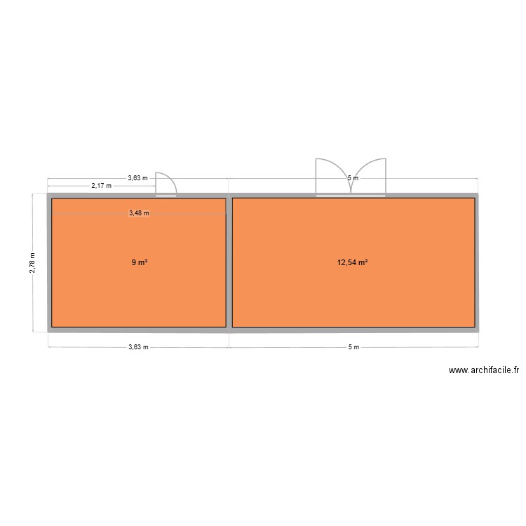 plan abris de jardin. Plan de 2 pièces et 22 m2