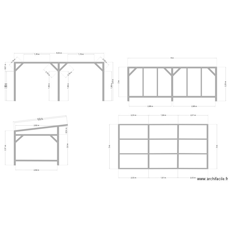 préau. Plan de 25 pièces et 32 m2