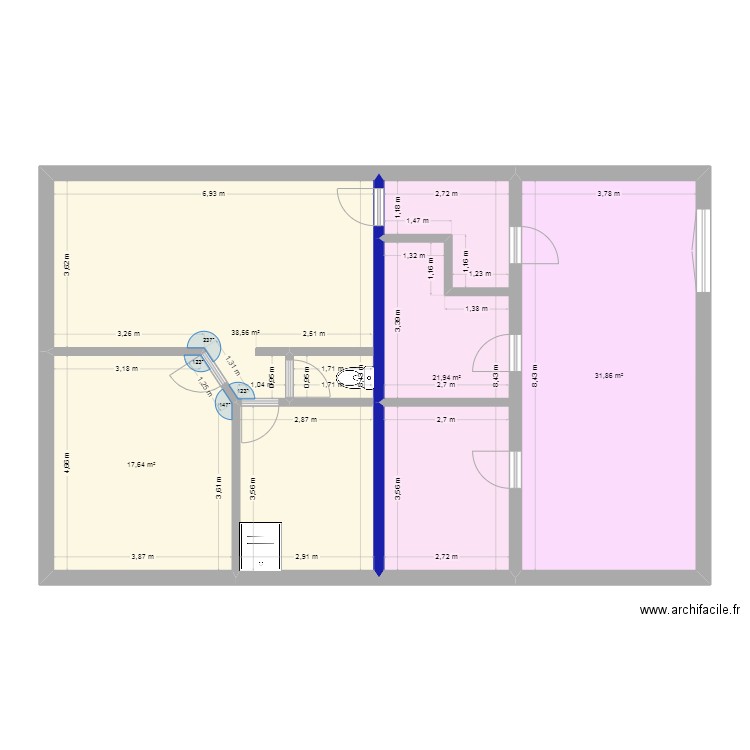 Libourne. Plan de 4 pièces et 110 m2