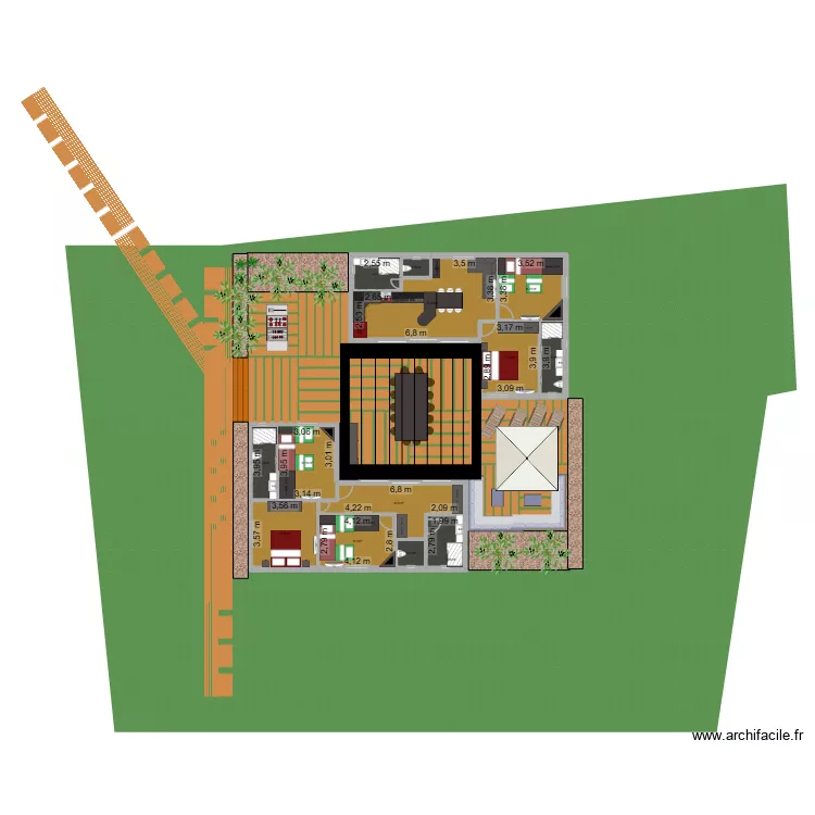holghog. Plan de 13  et 124 m²