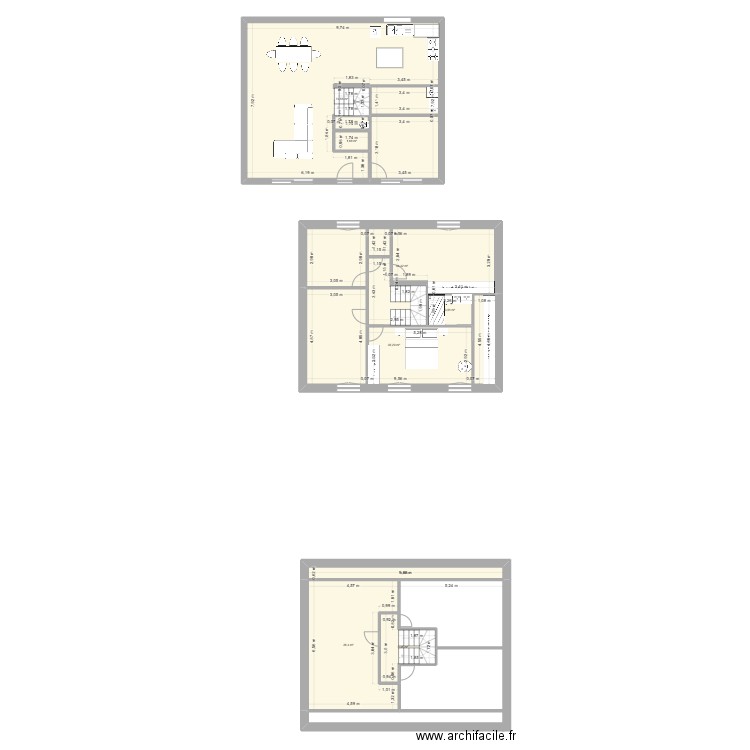 Maison Carrières 3. Plan de 8 pièces et 187 m2