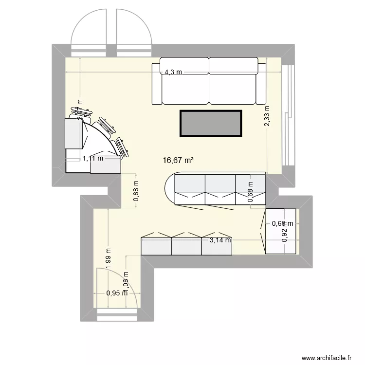 Cuisine Sandra Etage2. Plan de 1 et 17 m² Cuisine Sandra Etage2. Plan de 1 et 17 m²
