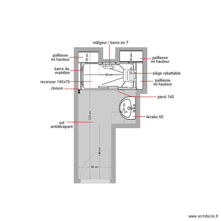 CAUT. Plan de 1 pièce et 4 m2