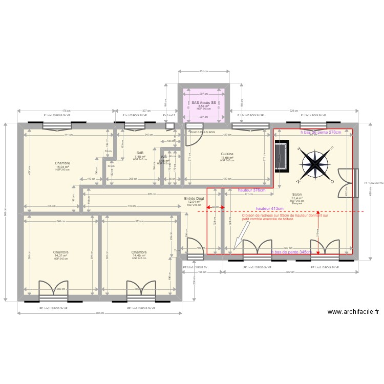 LEDON / THOMAZIC. Plan de 14 pièces et 228 m2
