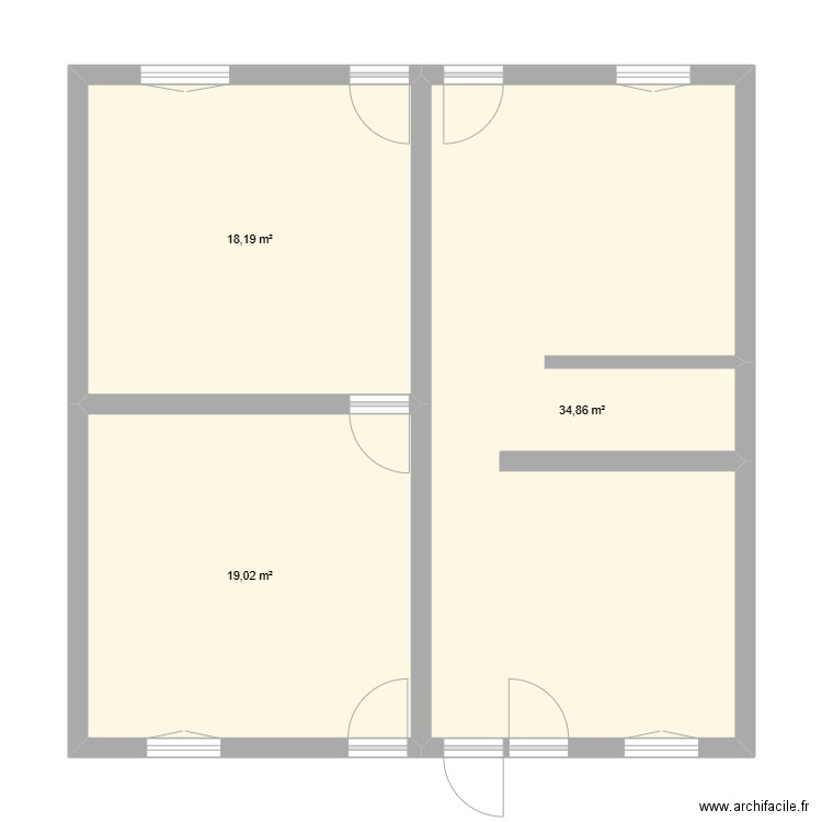 Varzy. Plan de 3 pièces et 72 m2