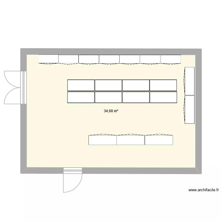 Salle 2. Plan de 1  et 35 m²