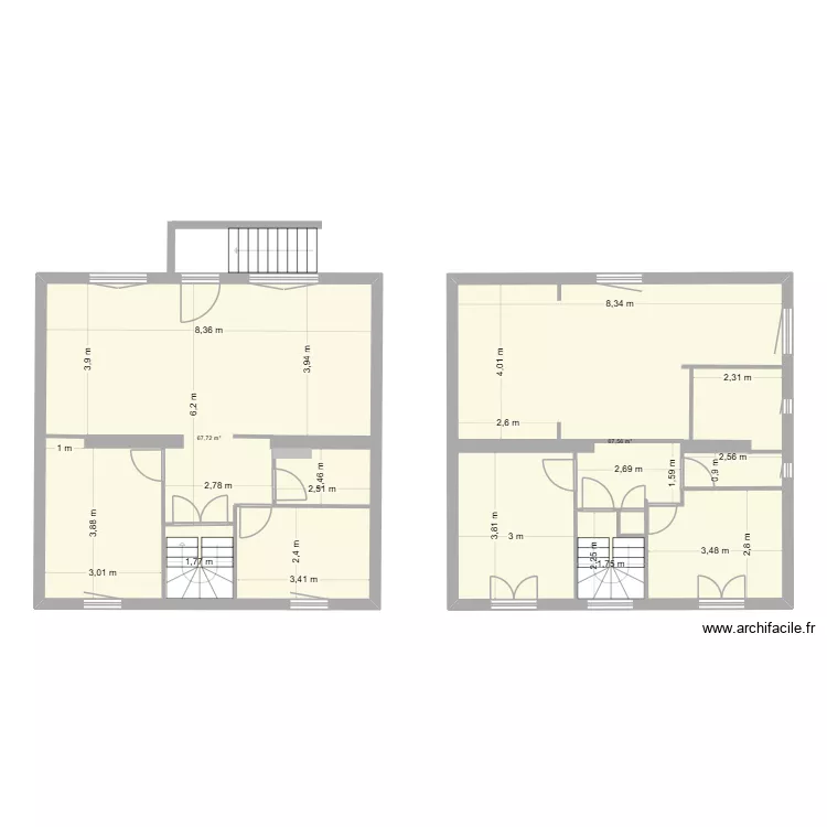 Bissy 1 et 2. Plan de 2  et 135 m²