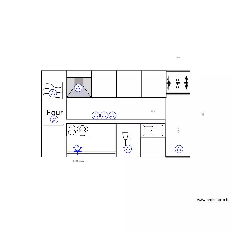 Cuisine int&eacute;gr&eacute;e. Plan de 