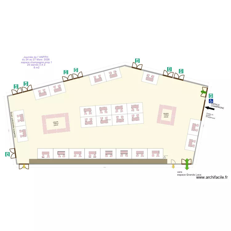 Journ&eacute;e de l\' ANPPH du 24 au 27 Mars  2026  espace champagne prop 2. Plan de 1  et 584 m²