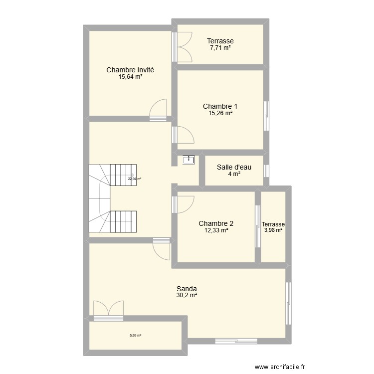 Etage 1. Plan de 9 pièces et 118 m2