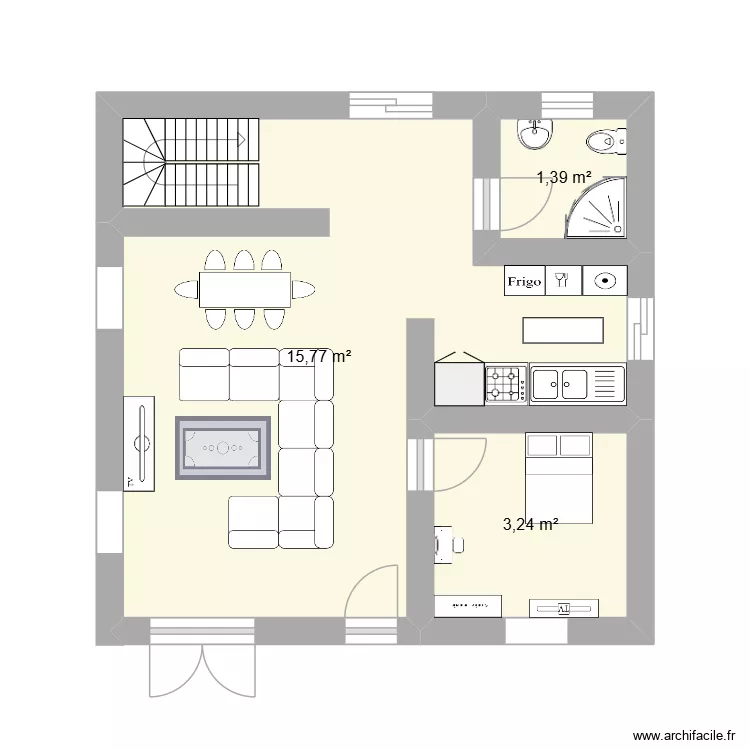 avec etage. Plan de 3  et 20 m²