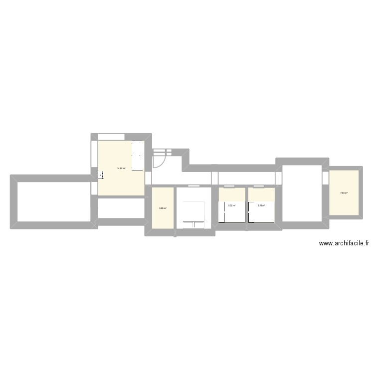 sollution mixte. Plan de 5 pièces et 39 m2