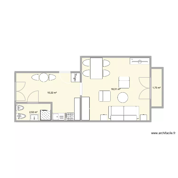 CESARE. Plan de 4  et 33 m²