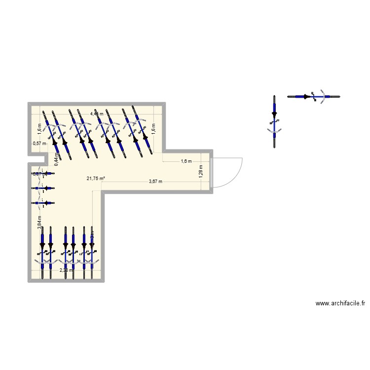 Garage Velo E2. Plan de 1 pièce et 22 m2