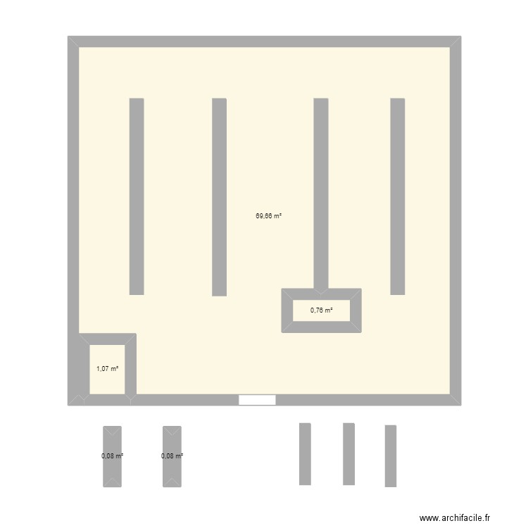 astuce color. Plan de 5 pièces et 75 m2