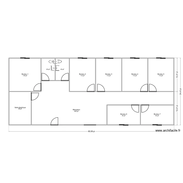 Bureau 24x60. Plan de 