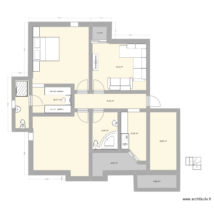 PLAN MAISON. Plan de 9 pièces et 97 m2