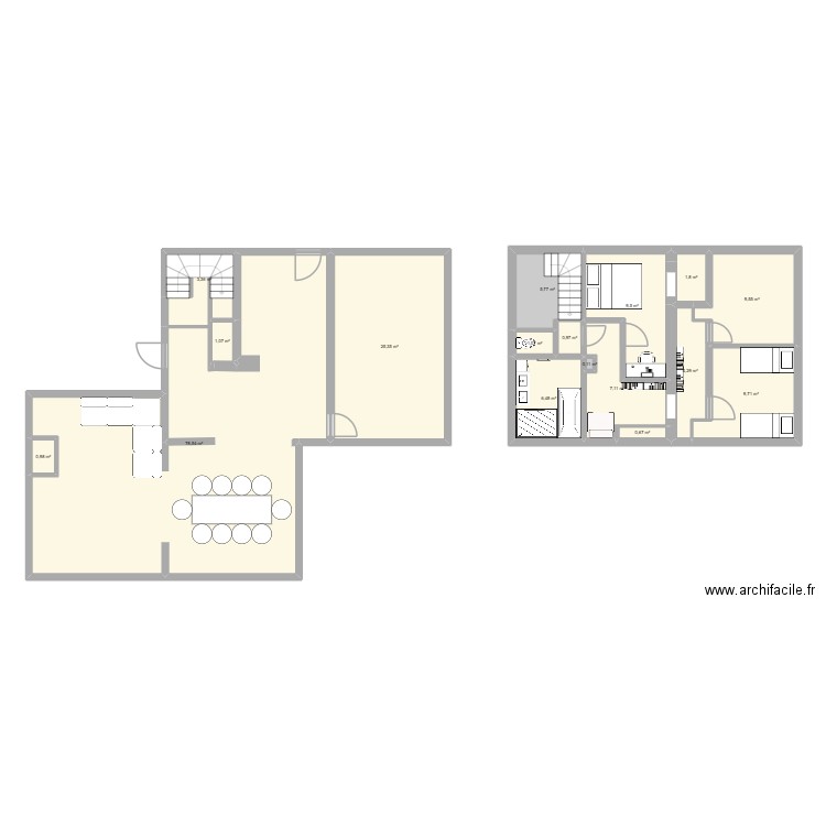 Maou Canet. Plan de 17 pièces et 166 m2