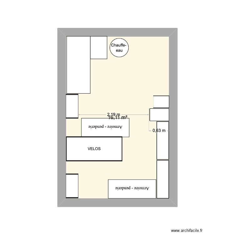 garage TEST. Plan de 1 pièce et 16 m2