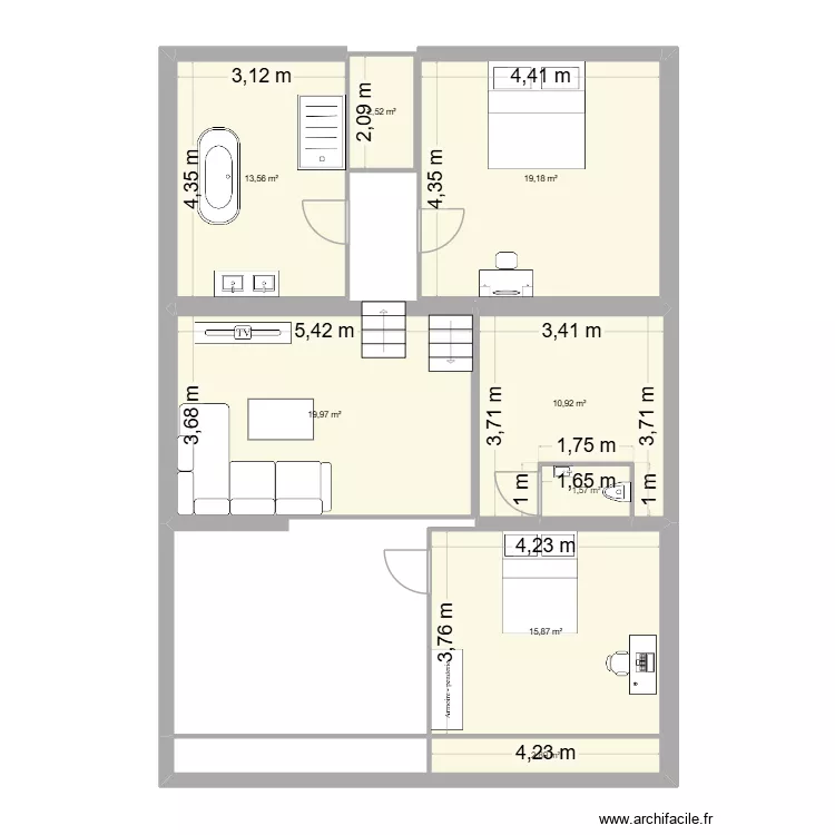 Etage 2026. Plan de 8  et 87 m²