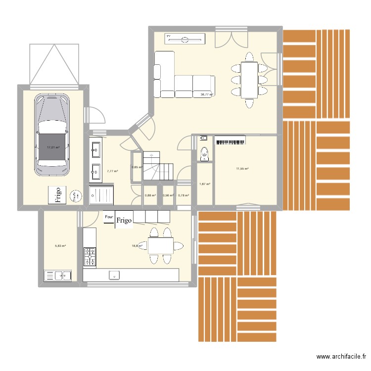 RDC v2. Plan de 12 pièces et 102 m2