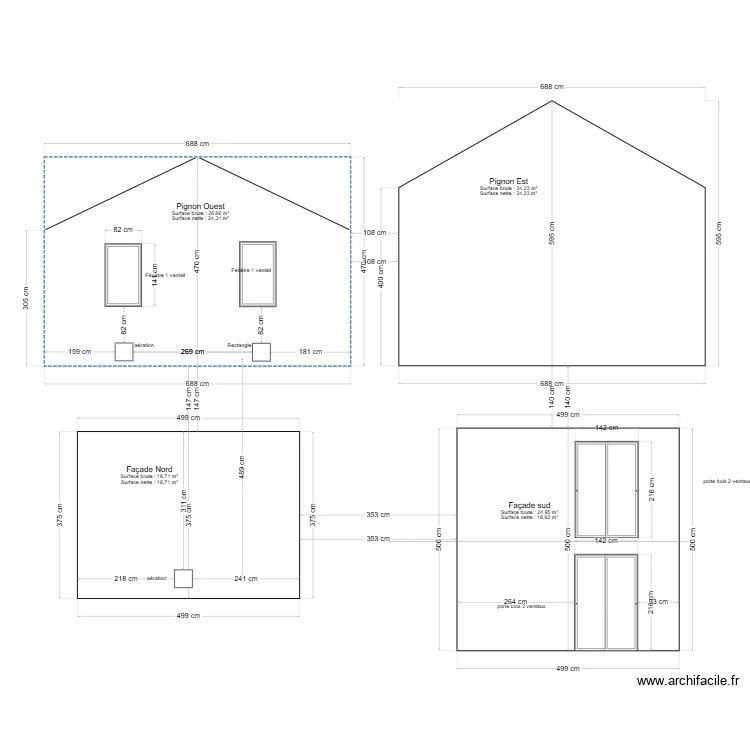 facade ouest. Plan de 