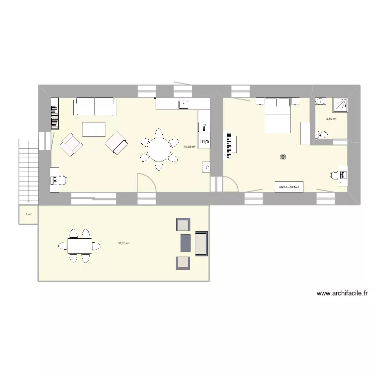 Long&egrave;re ouest *. Plan de 4 pièces et 111 m²