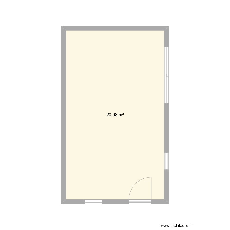 pl,nnbbg. Plan de 1 pièce et 21 m2