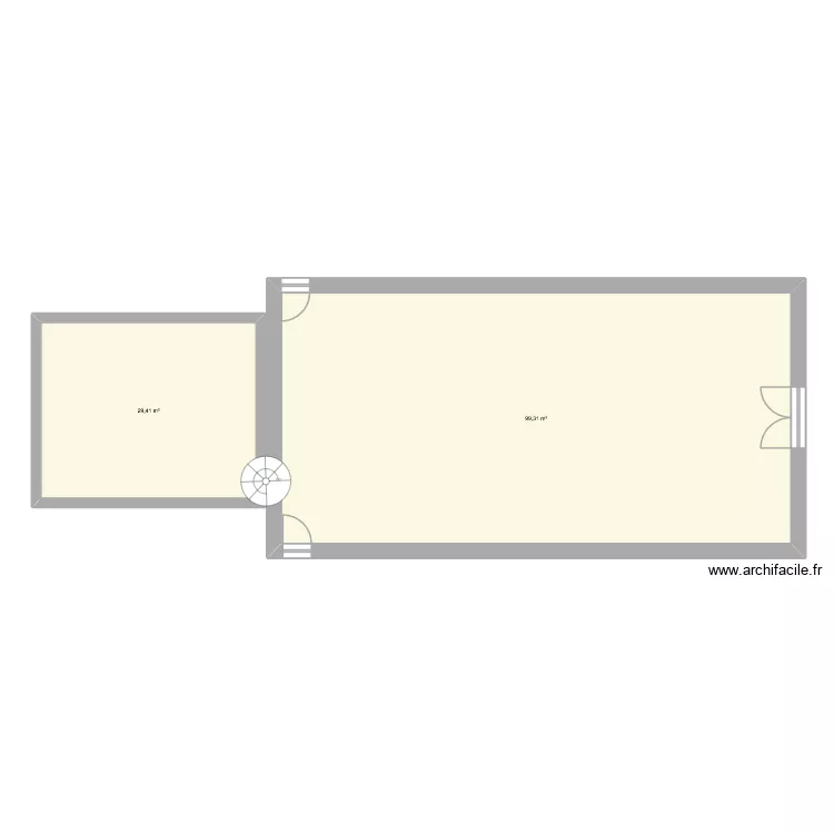 plan. Plan de 2 pièces et 129 m²