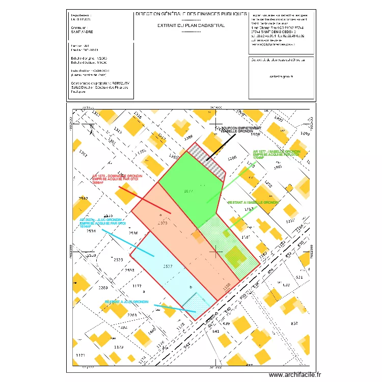 PARCELLAIRE GRONDIN . Plan de 
