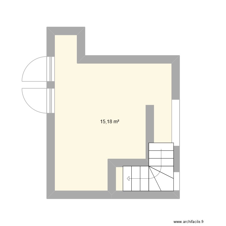 mezzanine étage. Plan de 1 pièce et 15 m2