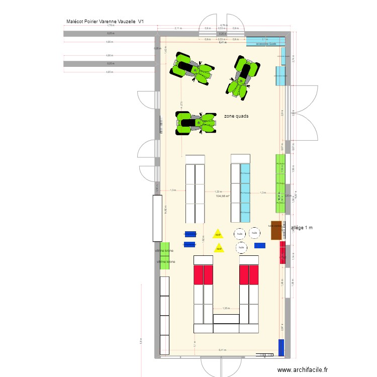 Malécot Poirier Varennes Vauzelles  V1. Plan de 1 pièce et 105 m2