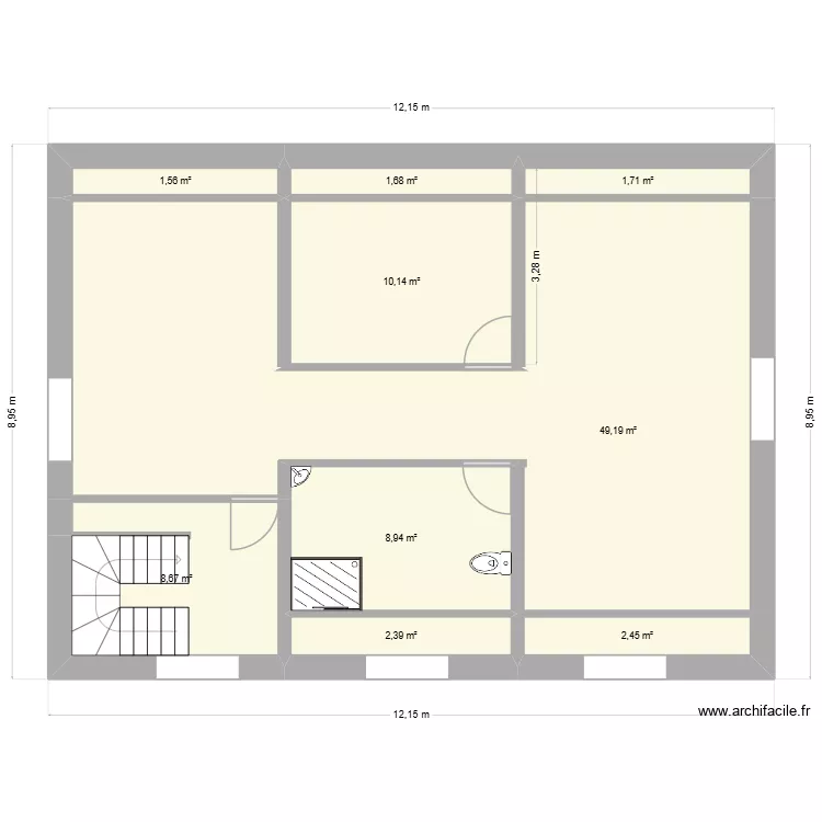 ETAGE 2. Plan de 9 et 87 m² ETAGE 2. Plan de 9 et 87 m²