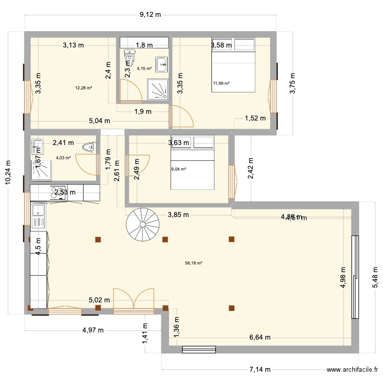 montcel. Plan de 6 pièces et 98 m2